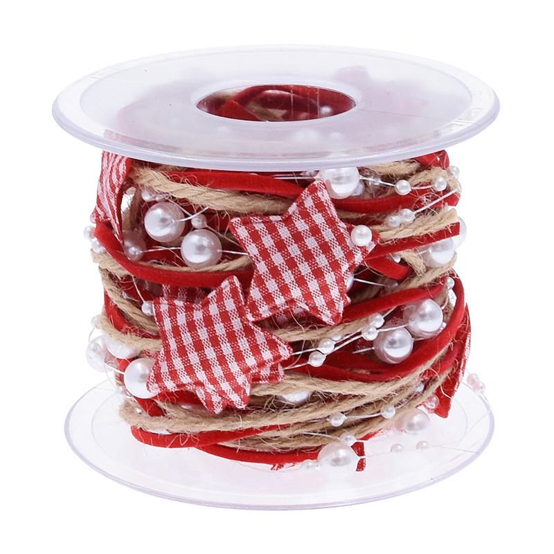 1/2M Christmas Ribbon Decoration Star Bead Chain Ribbon Xmas Tree Ornament DIY Christmas Gift Box Packaging 2023 New Year Natal 7