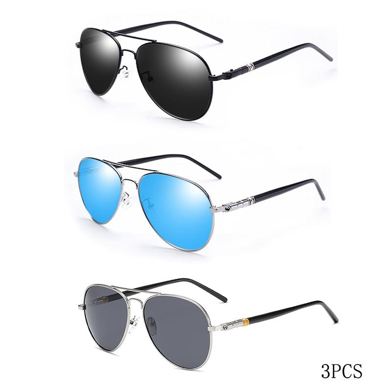 Sonnenbrille für Damen und Herren - Farbige reflektierende Gläser - Sonnenbrille zum Autofahren Schwarz Unisex Pilotengläser UV400