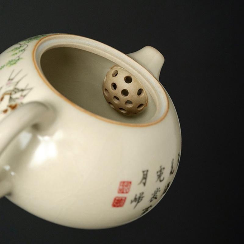 180ml Ru Kiln Ceramic Teapot Swallow Xishi Teapot Exquisite Tea Pot Can Raise Tea Ceremony Household Tea Maker Kungfu Tea Set