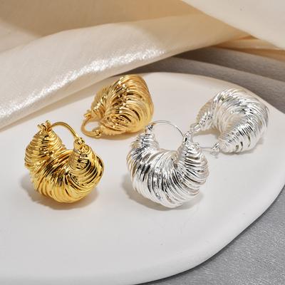 European and American Personality Light Luxury Winding Line Threaded Ear Buckle Niche Design Advanced Sense Cold Wind Simple Versatile Earrings