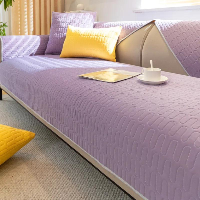 1pcs Solid Color Summer Cool Sofa Covers Anti Slip Couch Cushion Simple Dustproof ArmChair Protector Cushion Home Decoration