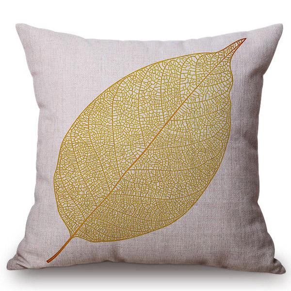 Modern Brown Coffee Leaf Pattern Concise Car Decorative Cushion Cover Sketch Plant Cotton Linen Sofa Pillow Case Cojines