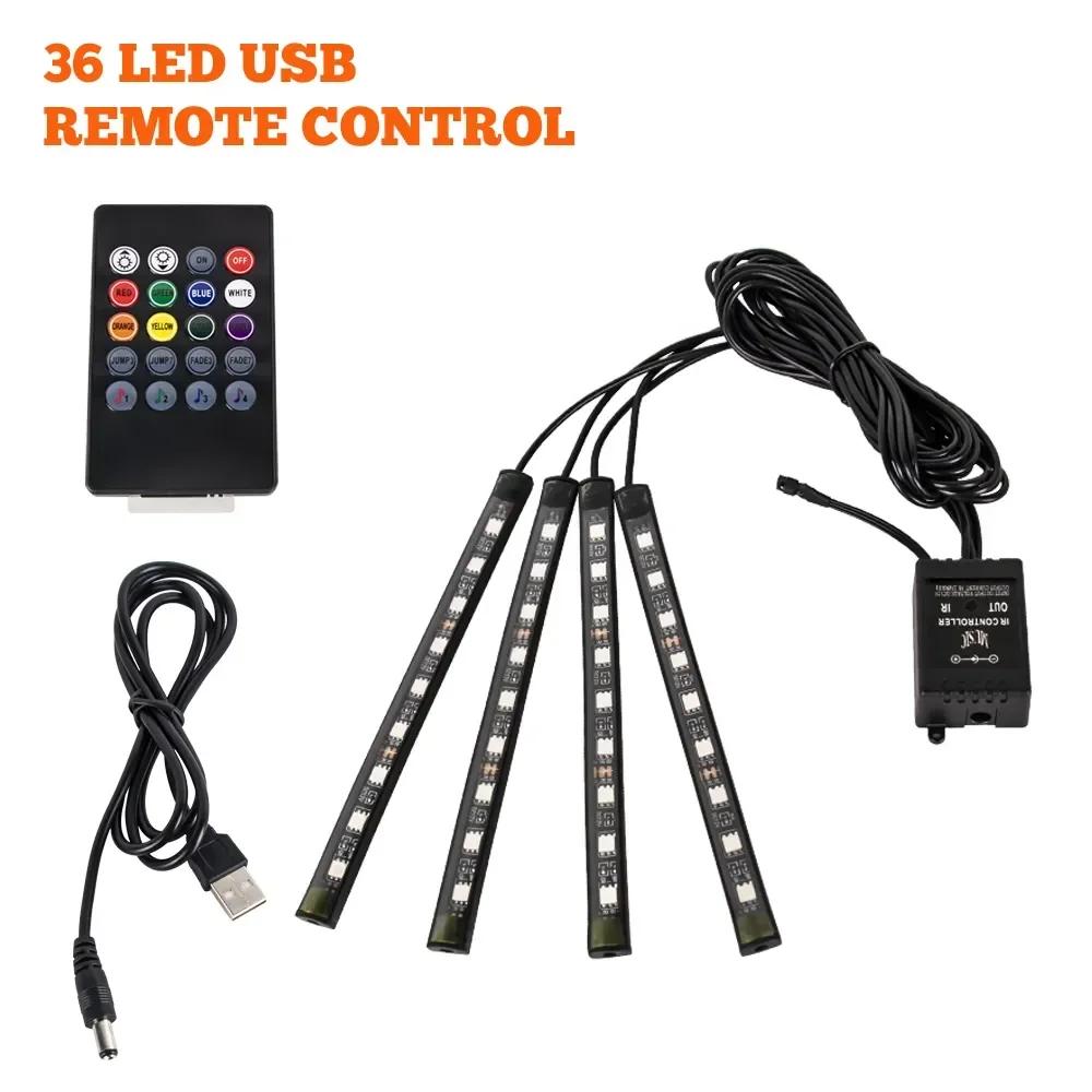 Neon LED Car Interior Ambient Foot Light Kit Accessories RGB Backlight Remote App Music Control Auto Atmosphere Decorative Lamp