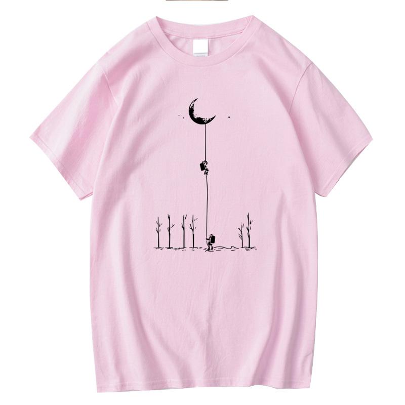 

Summer Men s High-quality 100% Cotton Cool and Fun Astronaut Print Casual Loose O-neck T-shirt Hip-hop Short Sleeved Shirt 4XL
