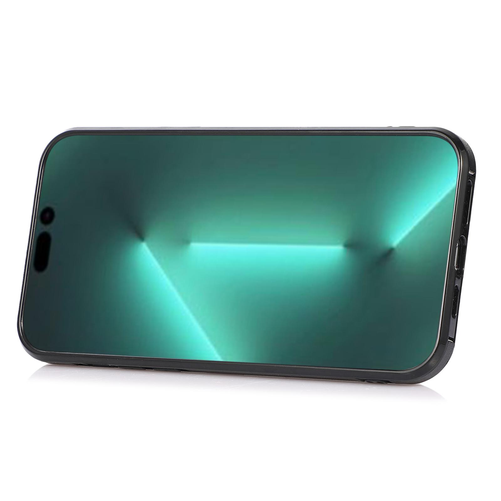 

For iPhone 15 Pro Card Holder Kickstand Phone Shell PU Leather Coated TPU Phone Cover Case Black