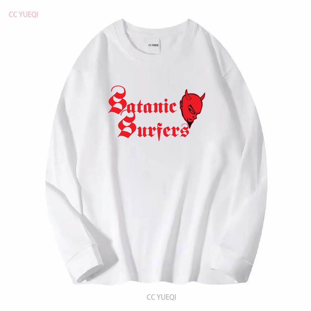 T-shirt con Logo del Diavolo Satanic Surfers Vestiti di Marca Lavaggio Vintage Traspirante Versatile Elasticizzato Moda Leggermente Grafica