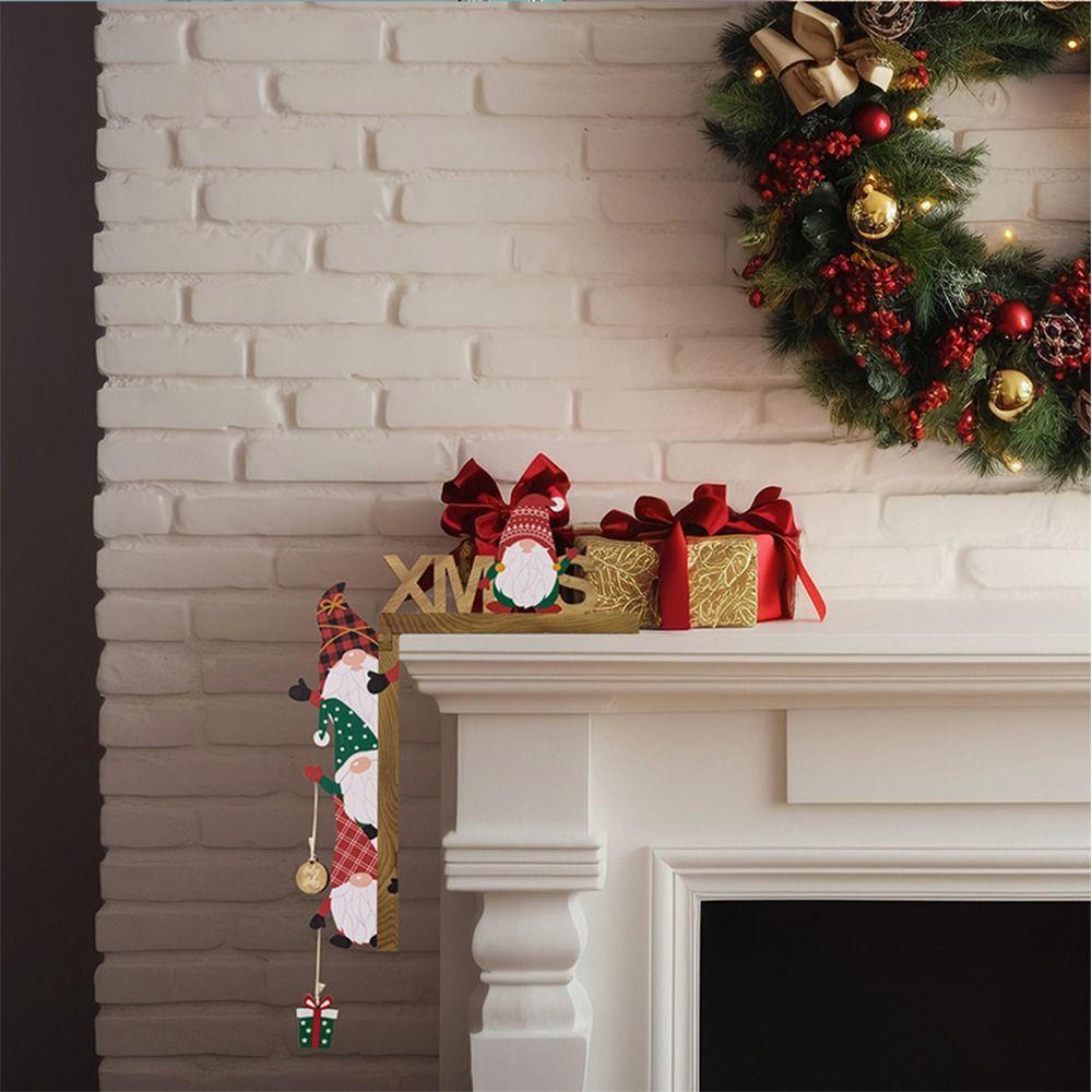 Wooden Xmas Door Corner Sign Home Atmosphere Layout Door Pendant Christmas Decoration