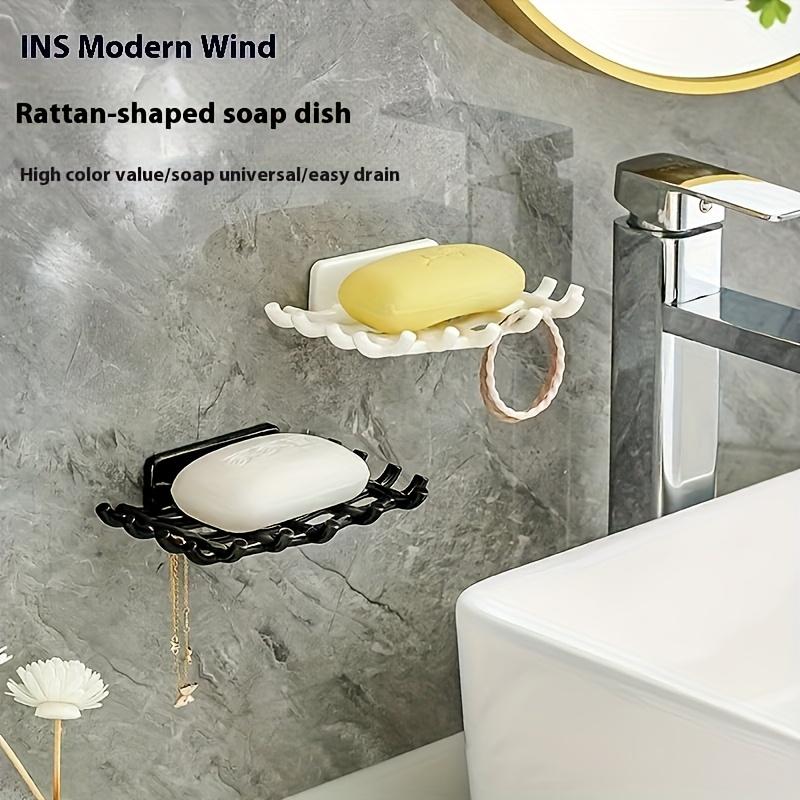 Soap Box Wall Mounted Drainage Shelf For Home Use No Punching High-end Bathroom New Soap Dish Rack Hooks For High-end Bathroom