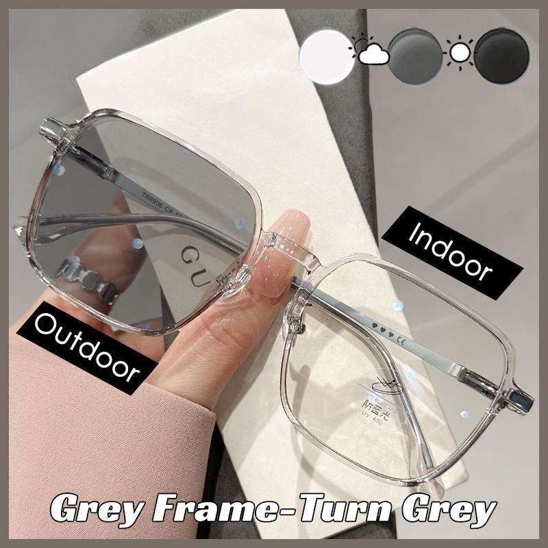 

Anti Blue Light Farsighted Eyeglasses Translucent Discolored Reading Eyewear Graded Pochromic Reading Glasses 0-+400 0
