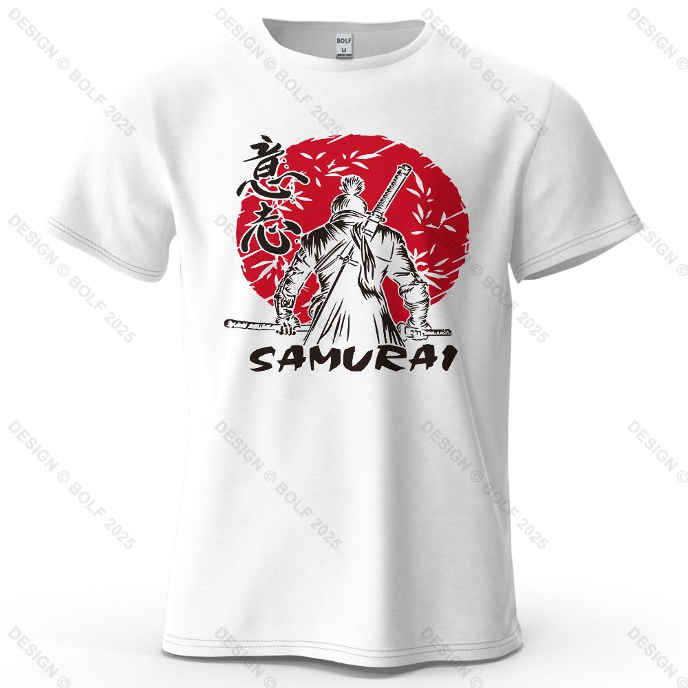 Samurai Will Vintage Printed Men's T-Shirt 100% Cotton Oversized Determined Graphic Tees for Women Tops Tees Casual Streetwear