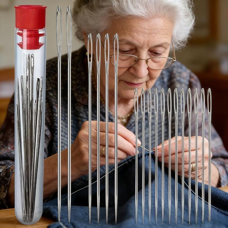 18pcs Multi-Functional Large-Eyed Needle Set, Home Hand Sewing Needles, Special Large-Hole Needles for Elderly Quilting