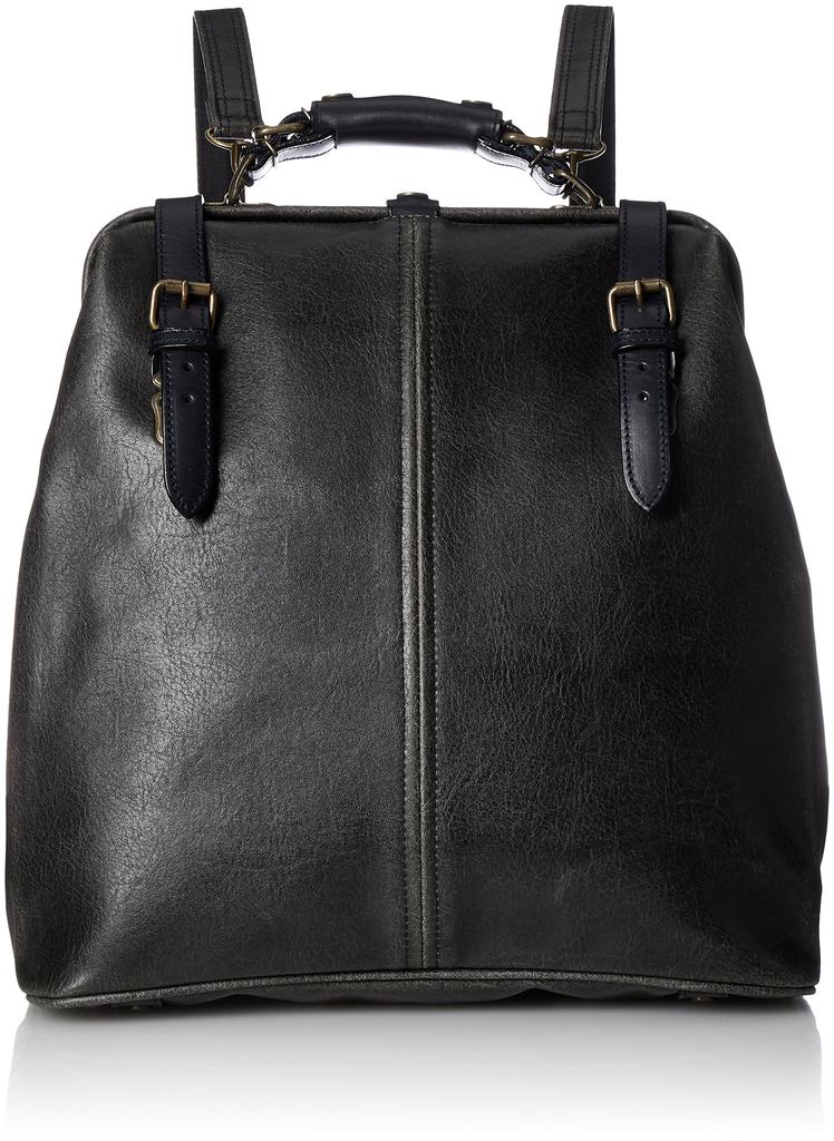 Dulles Backpack with Genuine Made in Toyooka Hyogo the Mecca of Bags [Retro] Leather, 2-Way [Kiwada], Black, City, Prefecture,