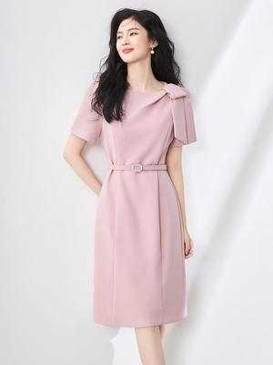 Vestido de Verão Adornado com Laço de Luxo Silencioso - Estilo Elegante que Abraça a Cintura