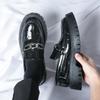 Große britische Fußabdeckung dicke Sohle erhöhende Schuhe niedriger Schaft lässige Lederschuhe vier Jahreszeiten große Schuhspitze