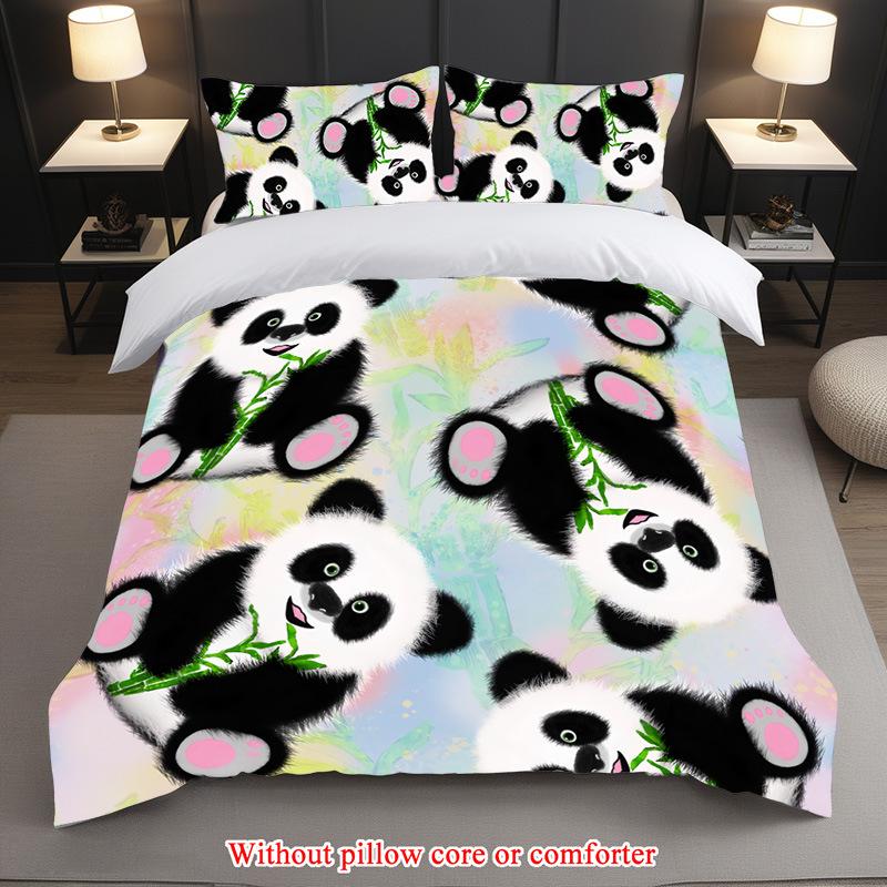 Cartoon Panda Dreiteilig 3D Digitaldruck Studentenheim Bettbezug Hersteller