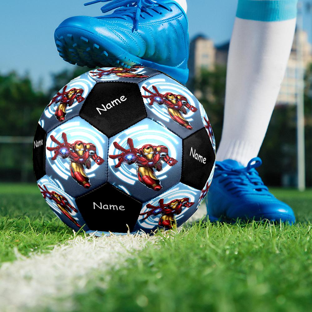 Custom Name Iron Man Theme Size 5 Soccer Ball, Suitable for Both Indoor and Outdoor Matches, a Gift Suitable for Everyone.