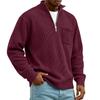 Men's Corduroy Long Sleeve Mock Neck Pullover with Front Pocket Casual Retro
