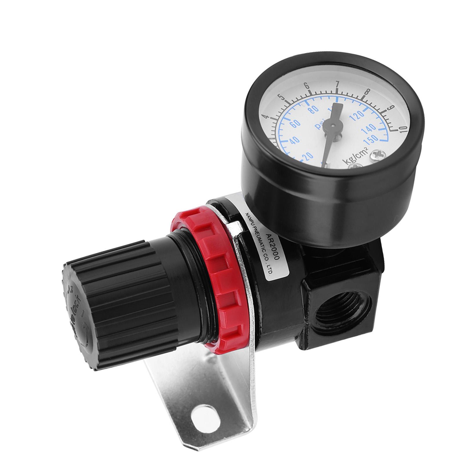 

G1 4 Pneumatic Regulator Adjustable Air Pressure Compressor Control Valve Gauge with Bracket