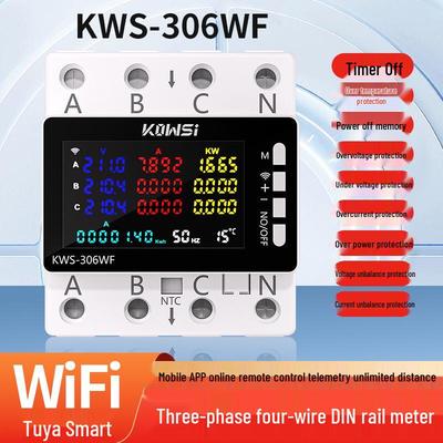 WIFI Keweisi 3-Phase 4-Wire DIN Rail Multifunction Meter with Over/Under Voltage & Phase Loss Protection