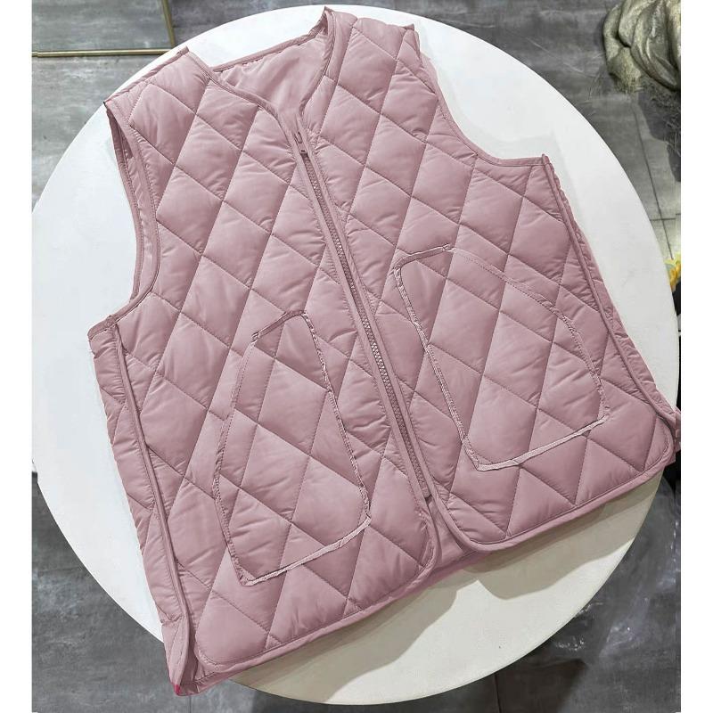 Autumn and winter vest women fleece thickened middle-aged and old mother short wear cotton-padded clothes, fragrant wind sleeveless thermal vest