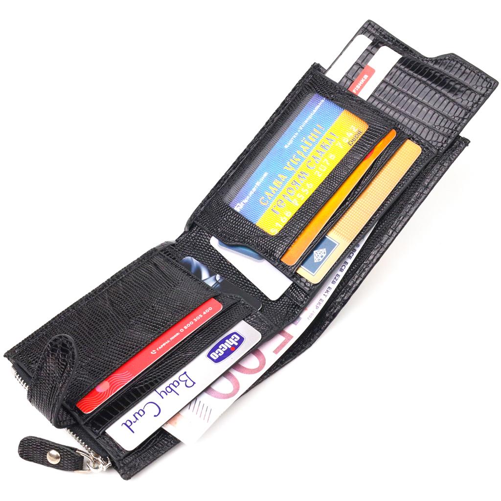 Excellent Men's Horizontal Wallet Made of Genuine Textured Leather CANPELLINI Purse 21506 Black