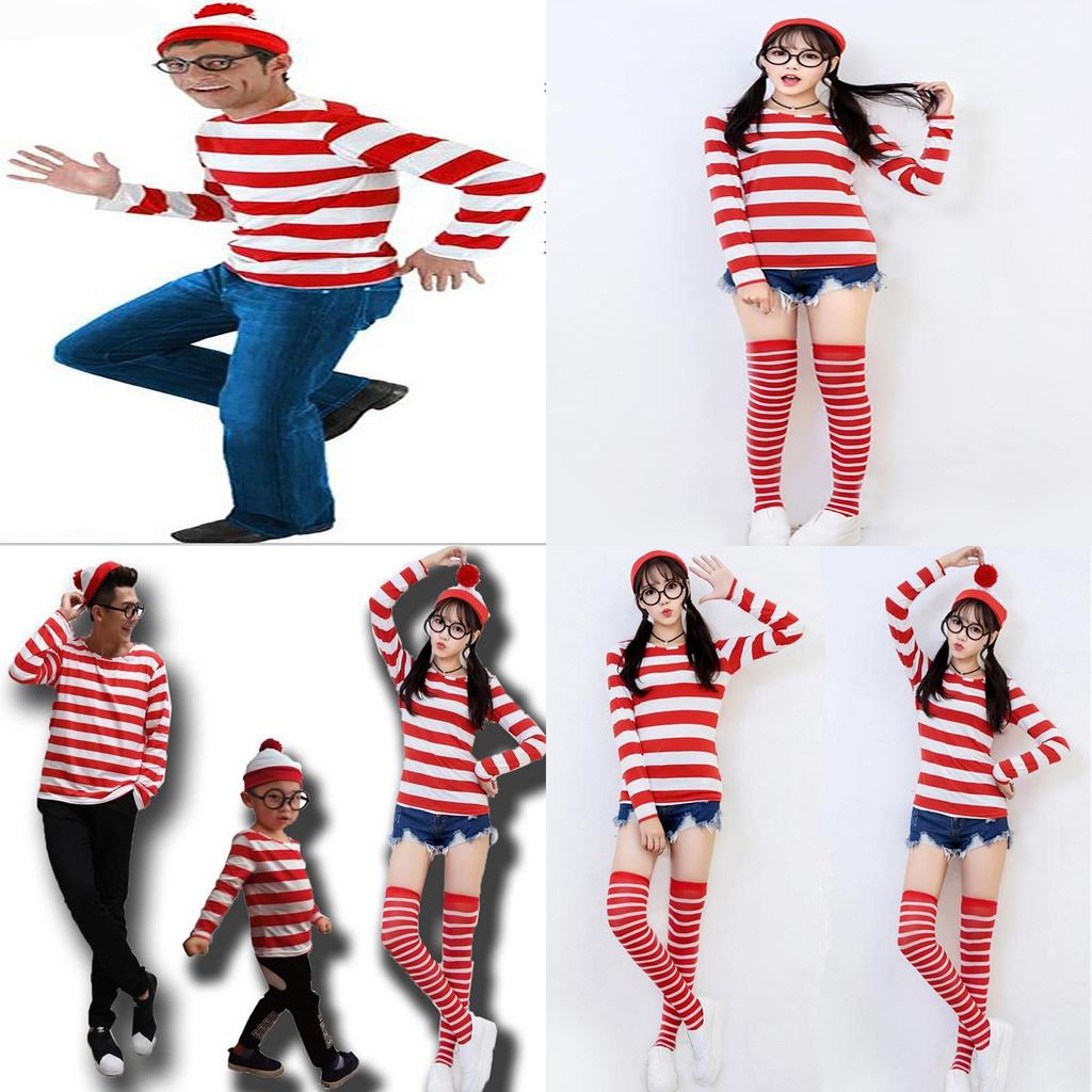 Ladies Adult Us Wheres Wally Wenda Costume Cartoon Waldo Cosplay Dress Fancy