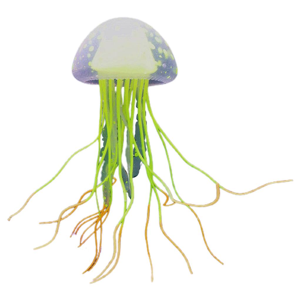 Silicone Jellyfish Ornament Decoration for Aquarium Fish Tanks 2.4x5 Inches Artificial Bright Color Moving Jellyfish