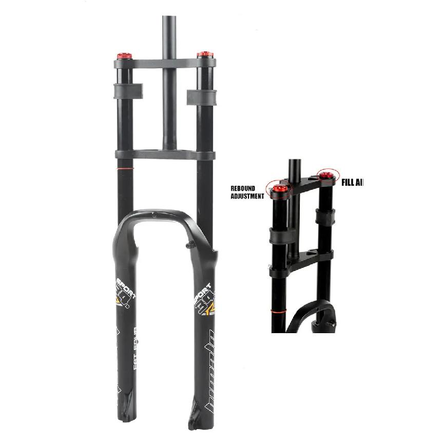 HIMALO 26 Zoll Fat Tire Schnee-Fahrradgabel 34mm Übergröße 135mm Ausfallende Luftfederung mit einstellbarer Dämpfung Fahrradzubehör