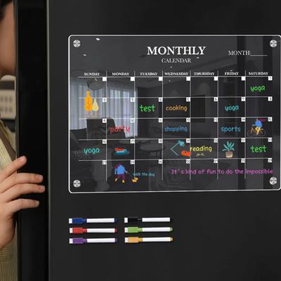 Whiteboard Kitchen Plate Fridge Dry Erase Calendar Practical Acrylic Blank Board Schedule Transparent With Pen