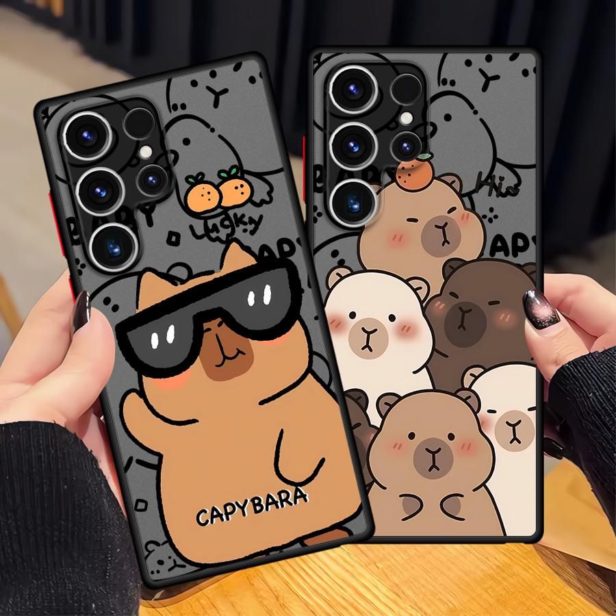 Cute Capybara Back Phone Cover Case for Samsung Galaxy S22 S24 Plus S23 FE S20 Note 20 Ultra 10+ S25 Ultra S21 S25+ S24+ S23+
