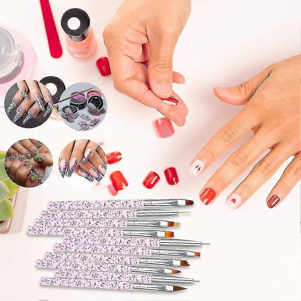 Nail Brush Set,10 Pieces Art Painting Gel With Brush Pen Accessories - CHUNCC