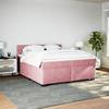 Cadre de lit avec matelas - Maison Exclusive - 200x200 cm - Velours rose - Tête de lit réglable