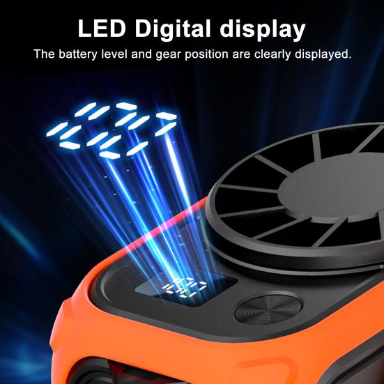 Portable Waist Fan Digital Display 100 Speeds Strong Airflow Low