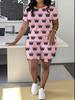Butterfly European and American Women's Clothing Coconut Tree Printing T-Shirt Shorts Set Sports Suit