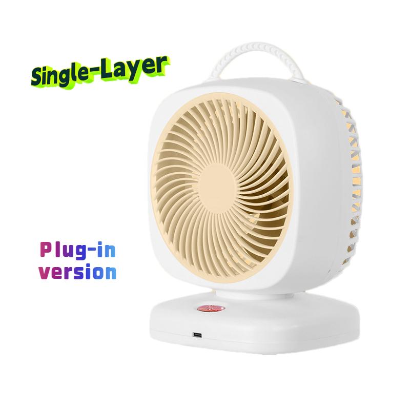 Neuer tragbarer kleiner Ventilator, doppelköpfiger, rotierender elektrischer Tischventilator, doppelschichtiger Umwälzventilator für den Haushalt