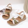 Top layer cowhide mom sandals for women's summer new soft bottom, non slip, comfortable, versatile leather flat sandals