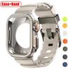 Metal Case+ Silicone Strap For Apple Watch Ultra3 49mm Series 11 10 46mm Hollow Out Protective Accessories For Iwatch 9 8 7 45mm