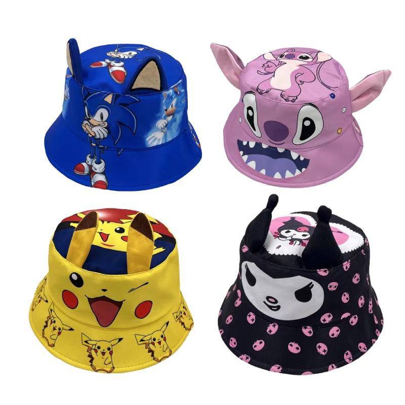 Sombrero de Pescador Pikachu para Niños con Estampado de Dibujos Animados Para Protección Solar y Estilo Azul