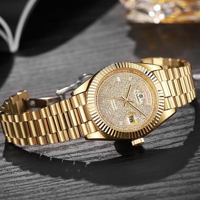 Top Brand Business Men's Watches Luxury Calendar Week Automatic Mechanical Watch for Man Waterproof Gold Stainless Steel