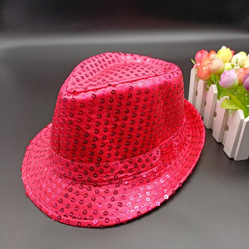 Adult Children's Stage Jazz Hat June Day Festival Performance Dance Sequin Hat KTV Party Black Hat