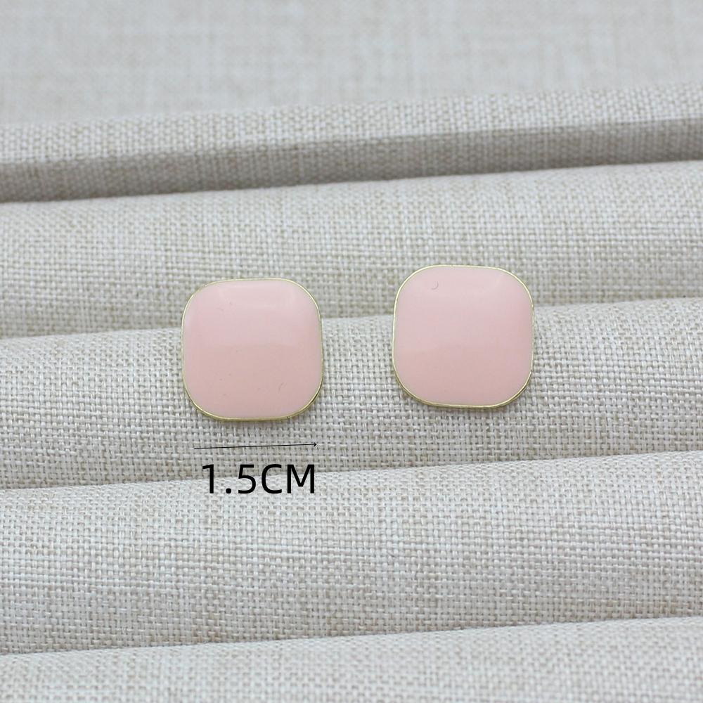Square Enamel Pink Stud Earring for Women Retro Simple Geometric Temperament Cute Jewelry Brincos Gift