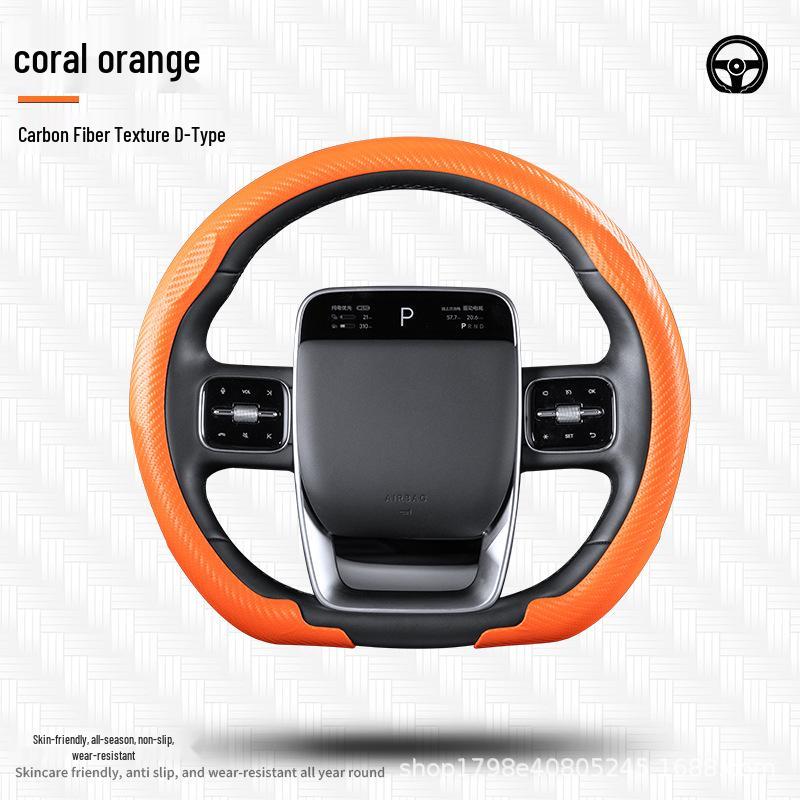 Universal Car Steering Wheel Cover – Carbon Fiber Texture, Non-Slip, Ultra-Thin, Comfortable Grip for All Seasons 38cm