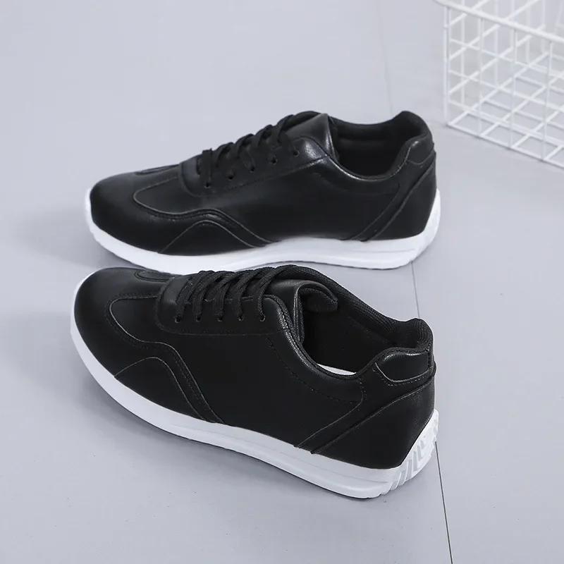 White Leather Sneakers Sport Vulcanized Shoes Comforthable Spring Sneakers Casual Shoes  Fashion School Tennis Flat Shoes