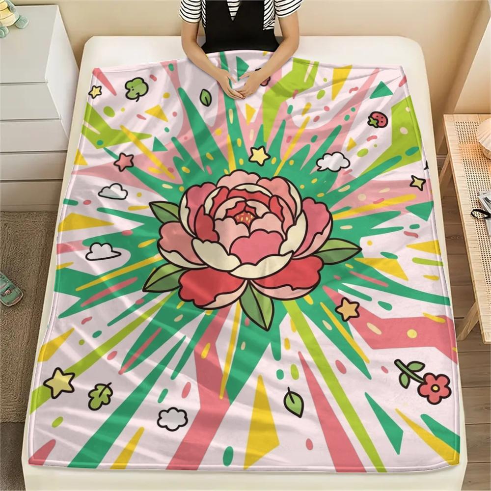 1Pc Cute Cartoon Print Flannel Blanket, High quality Comfortable for All Seasons, Home Decor, Warmth and Comfort, Perfect for Christmas Gifts W51