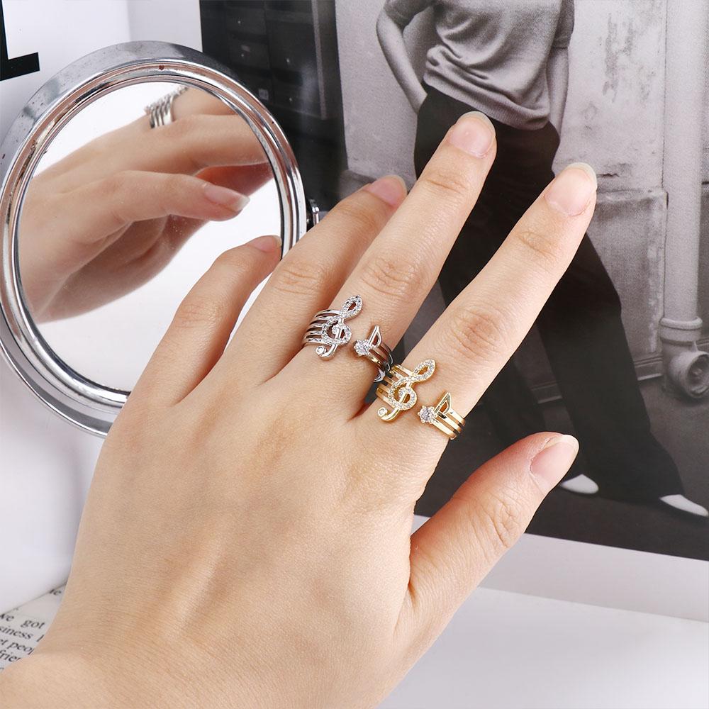 Accessories Simple Sweet Girls Gift Finger Buckle Geometric Rings Music Note Rings Women Jewelry