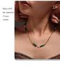 Collier Bambou Pierre Dongling Verte Qiong Yao: Chaîne de clavicule élégante et polyvalente en acier inoxydable pour femmes