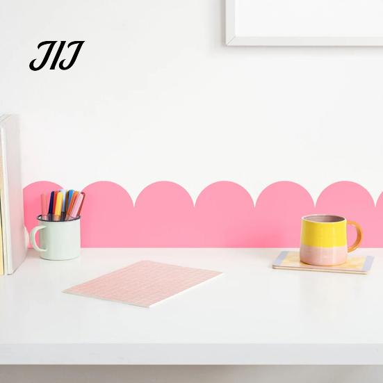 Flexible Corner Decoration for Wardrobe 4Pcs Scalloped Border Wall Decals, Peel and Stick Half Arch Geometric Stickers, Cabinet Edge Decor Semi Circle