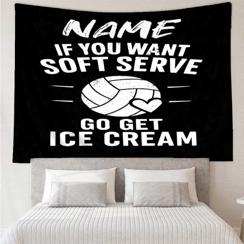 Custom Name volleyball Print Tapestry, Backdrop, Easy Setup, Ideal for Bedroom, Office & Living Room, with Aesthetic Wall Hanging Decor.
