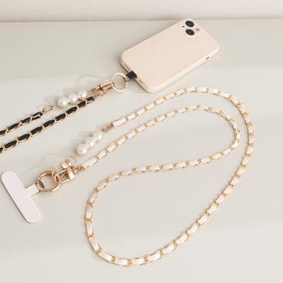 Mobile Phone Lanyard Women's Long Neck and Shoulder Strap Phone Case Universal Lanyard Long Crossbody Pearl Pickup Chain