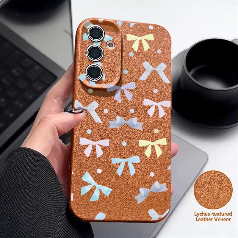 Colorful Bowknots Print Case For Samsung S26 S25 Ultra S24 S23 S22 S21 FE A15 A35 A55 A16 A36 A56 A17 A18 A37 A57 5G Leather Texture Soft Cover